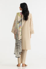 UAE-3PC Lawn Embroidered Suit With Printed Chiffon Dupatta