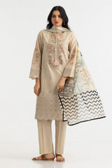 UAE-3PC Lawn Embroidered Suit With Printed Chiffon Dupatta