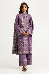 UAE-3PC Lawn Embroidered Suit With Printed Dupatta
