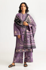 UAE-3PC Lawn Embroidered Suit With Printed Dupatta