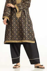 UAE- 3PC Lawn Gold Printed Suit With Embroidered