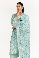 UAE-3PC Lawn Lacquer Printed Suit IUSTKSD-2010