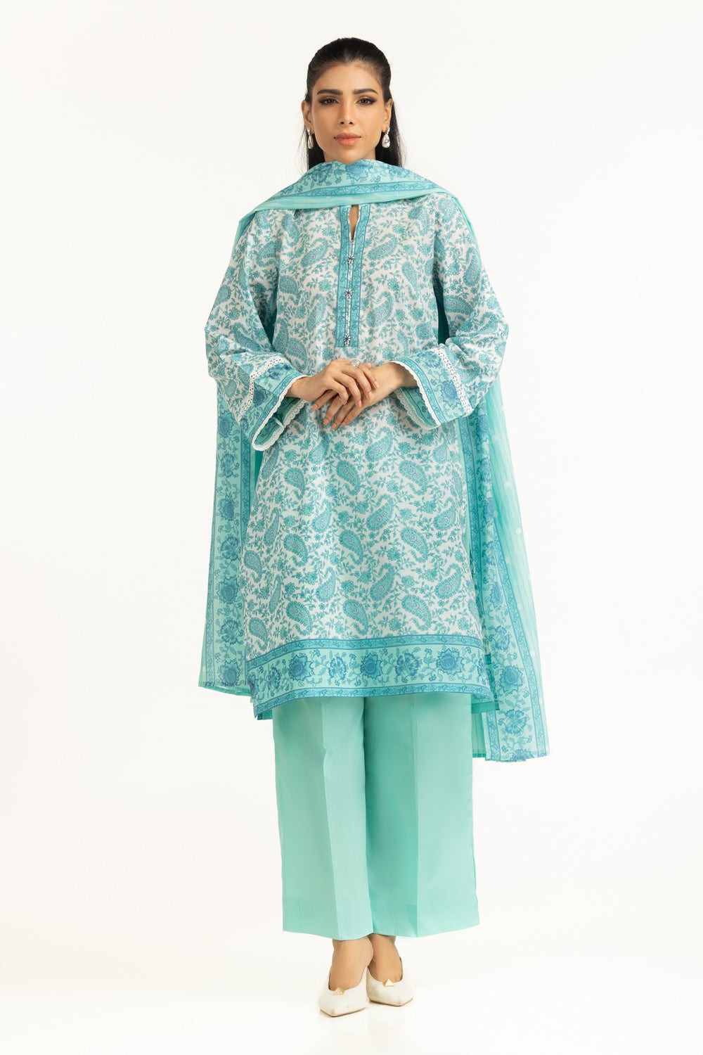 UAE-3PC Lawn Printed Suit IUSTKSD-2028