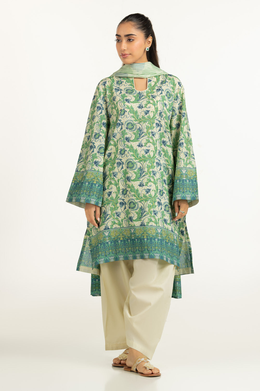 UAE-3PC Lawn Printed Suit IUSTKSD-2105