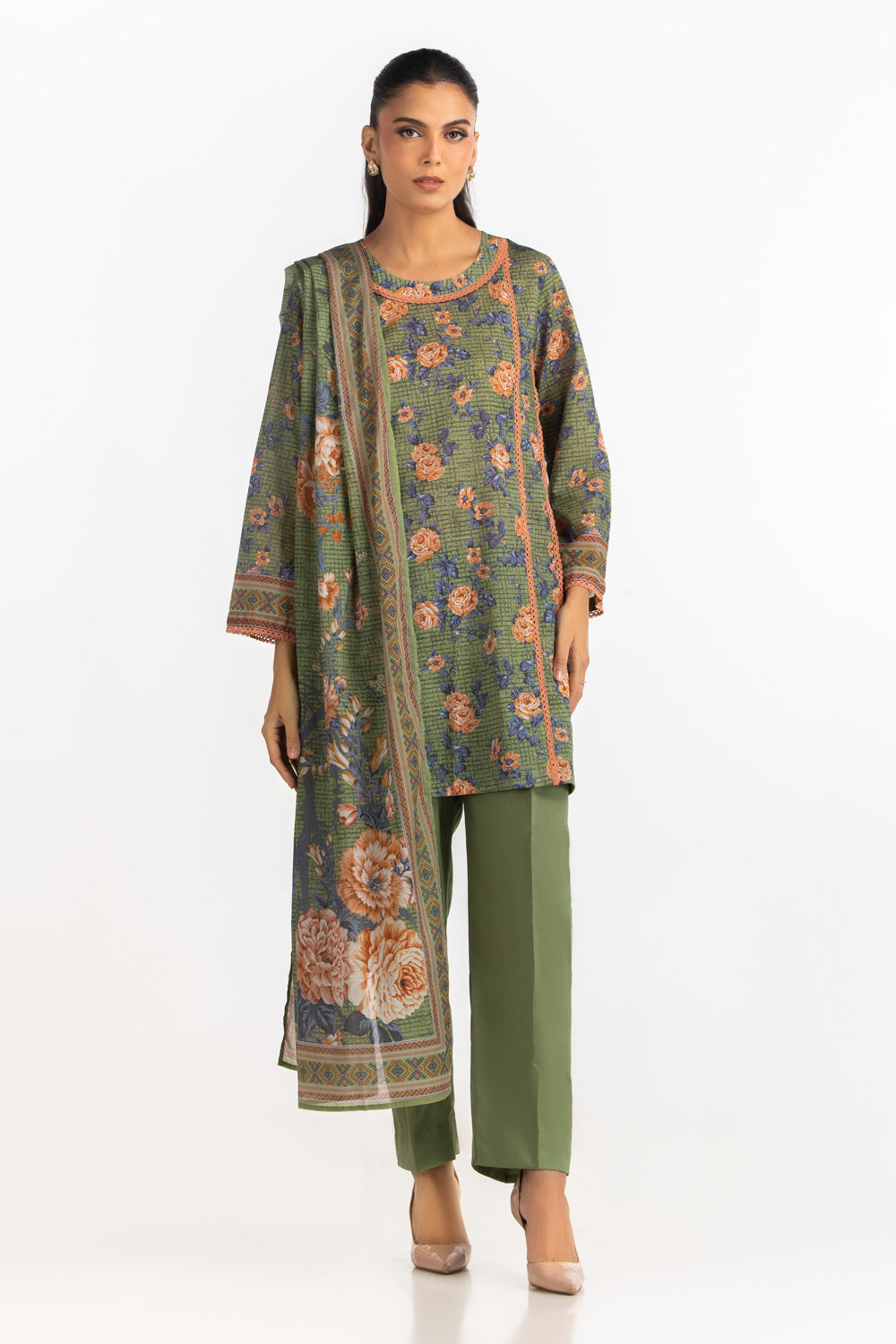 UAE-3PC Lawn Printed Suit IUSTKSD-2201