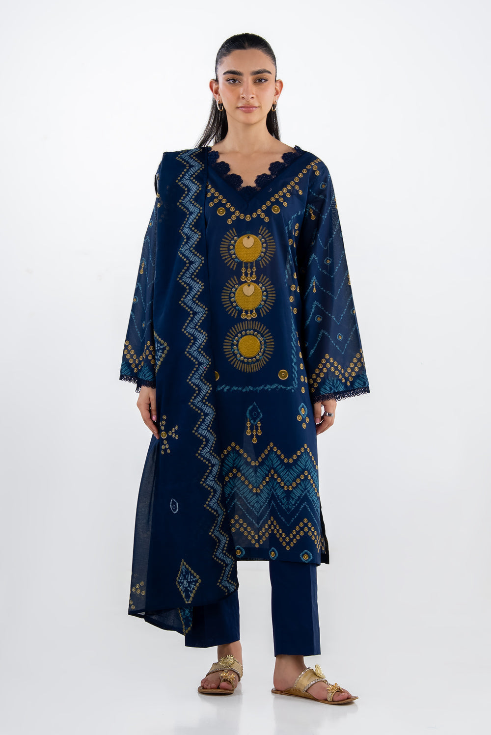 UAE-3PC Lawn Printed Suit IUSTKSD-2342