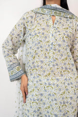 UAE- 3PC Lawn Printed Suit