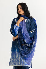 UAE- 3PC Lawn Printed Suit With Chiffon Embroidered Dupatta