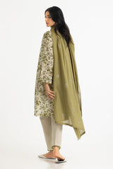 UAE-3PC Lawn Printed Suit With Denting Lawn Embroidered  Dupatta