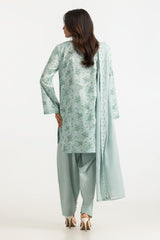 UAE- 3PC Lawn Printed Suit With Embroidered Dupatta
