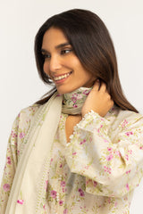 UAE- 3PC Lawn Printed Suit With Embroidered Dupatta
