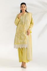 UAE-3PC Lawn Printed Suit With Embroidered IUSTKSD-2123