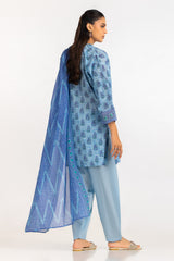 UAE- 3PC Lawn Printed Suit With Embroidered