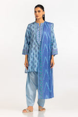 UAE- 3PC Lawn Printed Suit With Embroidered