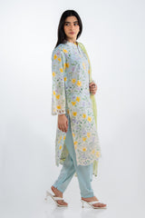 UAE-3PC Lawn Printed Suit With Embroidered IUSTKSD-2255