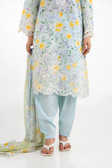 UAE-3PC Lawn Printed Suit With Embroidered IUSTKSD-2255