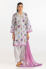 UAE-3PC Lawn Printed Suit With Embroidered IUSTKSD-2261