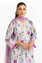 UAE-3PC Lawn Printed Suit With Embroidered IUSTKSD-2261