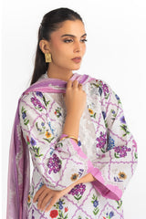 UAE-3PC Lawn Printed Suit With Embroidered IUSTKSD-2261