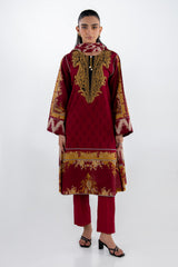 UAE-3PC Lawn Printed Suit With Embroidered