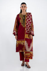 UAE-3PC Lawn Printed Suit With Embroidered