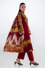 UAE-3PC Lawn Printed Suit With Embroidered