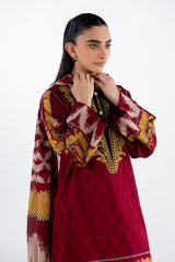 UAE-3PC Lawn Printed Suit With Embroidered