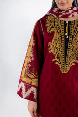 UAE-3PC Lawn Printed Suit With Embroidered