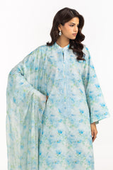 UAE-3PC Lawn Printed Suit With Embroidered IUSTKSD-2299