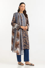 UAE-3PC Lawn Printed Suit With Embroidered