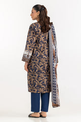 UAE-3PC Lawn Printed Suit With Embroidered