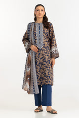 UAE-3PC Lawn Printed Suit With Embroidered