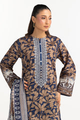 UAE-3PC Lawn Printed Suit With Embroidered