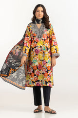UAE-3PC Lawn Printed Suit With Embroidered IUSTKSD-2305