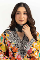 UAE-3PC Lawn Printed Suit With Embroidered IUSTKSD-2305