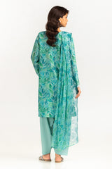 UAE- 3PC Lawn Printed Suit With Embroidered