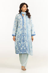 UAE-3PC Lawn Printed Suit With Embroidered IUSTKSD-2307