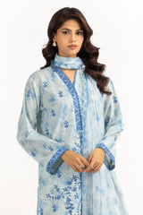 UAE-3PC Lawn Printed Suit With Embroidered IUSTKSD-2307