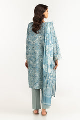 UAE-3PC Lawn Printed Suit With Embroidered IUSTKSD-2309
