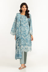 UAE-3PC Lawn Printed Suit With Embroidered IUSTKSD-2309