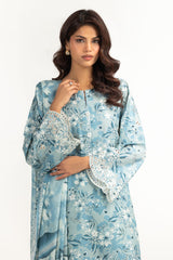 UAE-3PC Lawn Printed Suit With Embroidered IUSTKSD-2309