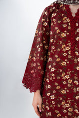 UAE-3PC Lawn Printed Suit With Embroidered