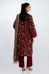 UAE-3PC Lawn Printed Suit With Embroidered