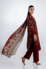UAE-3PC Lawn Printed Suit With Embroidered