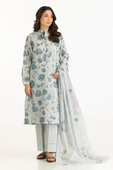 UAE-3PC Lawn Printed Suit With Embroidered IUSTKSD-2314