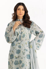 UAE-3PC Lawn Printed Suit With Embroidered IUSTKSD-2314