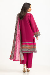 UAE- 3PC Lawn Printed Suit With Embroidered