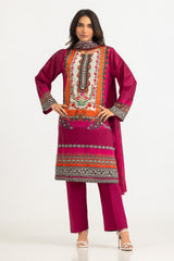 UAE- 3PC Lawn Printed Suit With Embroidered