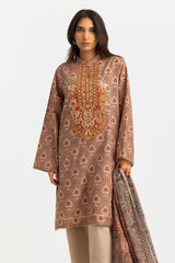 UAE-3PC Lawn Printed Suit With Embroidered