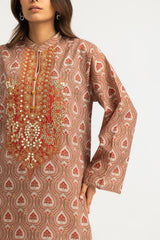 UAE-3PC Lawn Printed Suit With Embroidered